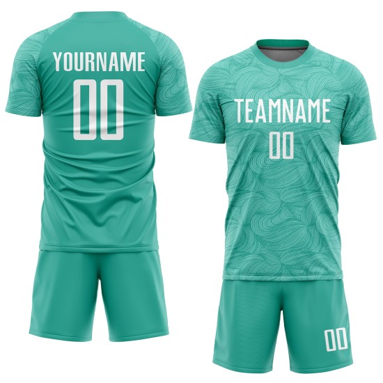 Aqua Weiß Uniform Trikot Custom Sublimation Fußball Aqua Weiß Uniform Trikot Custom Sublimation Fußball