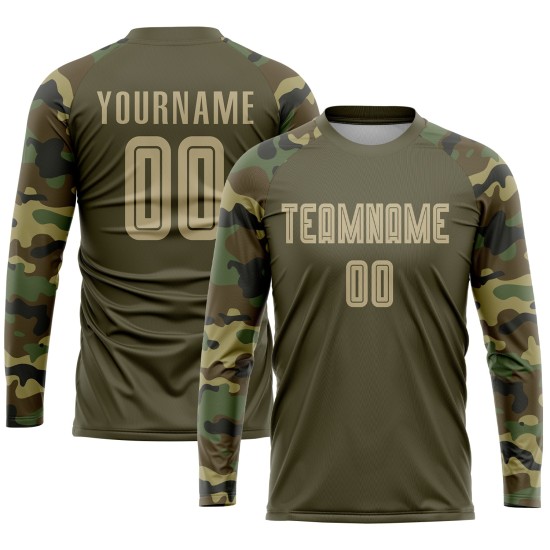 Gold-Camo Salute To Olive Sublimation Service Fußballuniform Custom Vegas Trikot Gold-Camo Salute To Olive Sublimation Service Fußballuniform Custom Vegas Trikot