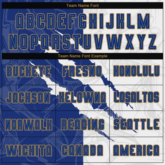 Benutzerdefinierte Gold Uniform Muster Weiß-Alte Kratzer Jersey Sublimation Fußball Royal Graffiti Benutzerdefinierte Gold Uniform Muster Weiß-Alte Kratzer Jersey Sublimation Fußball Royal Graffiti