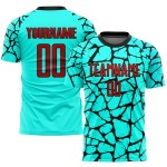 Aqua Custom Sublimation Rot-Schwarz Fußballuniform Trikot Aqua Custom Sublimation Rot-Schwarz Fußballuniform Trikot