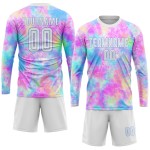 Sublimationstrikot Blaue Krawatte Benutzerdefinierte Fußballuniform Farbstoff Weiß-Licht Sublimationstrikot Blaue Krawatte Benutzerdefinierte Fußballuniform Farbstoff Weiß-Licht