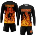 Sublimation Custom Flame Rot-Gold Trikot Uniform Fußball Schwarz Sublimation Custom Flame Rot-Gold Trikot Uniform Fußball Schwarz