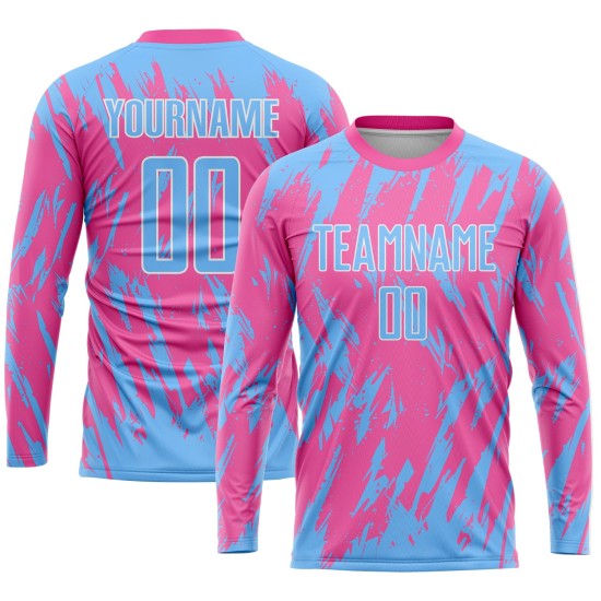 Trikot Custom Uniform Light Soccer Blau-Weiß Rosa Sublimation Trikot Custom Uniform Light Soccer Blau-Weiß Rosa Sublimation