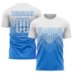 Weißes Pulver Fußball Custom Sublimation Uniform Blaues Trikot Weißes Pulver Fußball Custom Sublimation Uniform Blaues Trikot