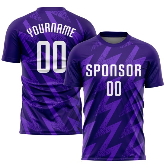 Fußballtrikot Sublimation Weiß Lila Benutzerdefinierte Uniform Fußballtrikot Sublimation Weiß Lila Benutzerdefinierte Uniform