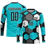 Aqua Uniform Sublimation Schwarz-Weiß Fußball Custom Jersey Aqua Uniform Sublimation Schwarz-Weiß Fußball Custom Jersey