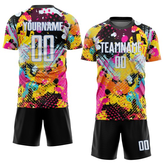 Weißlichtmuster Benutzerdefinierte blaue Fußball-Graffiti-Uniform-Trikot-Sublimation Weißlichtmuster Benutzerdefinierte blaue Fußball-Graffiti-Uniform-Trikot-Sublimation