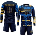 Trikot Navy-Gold Benutzerdefinierte Sublimation Fußballuniform Navy Trikot Navy-Gold Benutzerdefinierte Sublimation Fußballuniform Navy