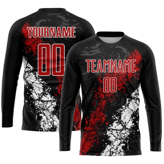 Fußball Schwarz Trikot Uniform Custom Sublimation Rot-Weiß Fußball Schwarz Trikot Uniform Custom Sublimation Rot-Weiß