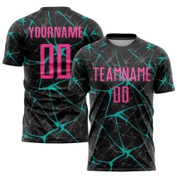 Pink-Aqua Schwarz Custom Uniform Jersey Sublimation Fußball Pink-Aqua Schwarz Custom Uniform Jersey Sublimation Fußball