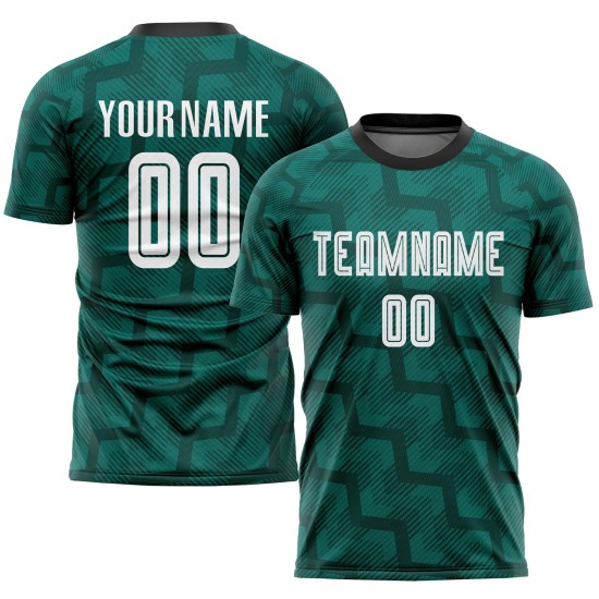 Uniform Grün Trikot Fußball Sublimation Custom Weiß-Schwarz Uniform Grün Trikot Fußball Sublimation Custom Weiß-Schwarz
