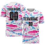 Fußballuniform Figur Custom Jersey Sublimation Schwarz-Pink Fußballuniform Figur Custom Jersey Sublimation Schwarz-Pink