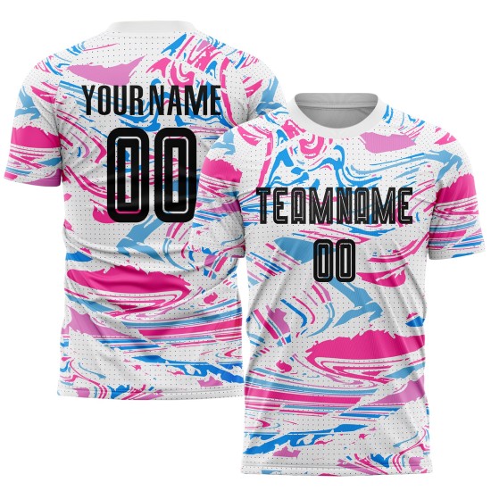 Fußballuniform Figur Custom Jersey Sublimation Schwarz-Pink Fußballuniform Figur Custom Jersey Sublimation Schwarz-Pink