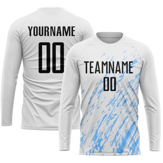 Sublimation Schwarzlicht Trikot Custom Uniform Weiß Fußball Blau Sublimation Schwarzlicht Trikot Custom Uniform Weiß Fußball Blau