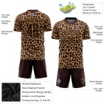 Gold Jersey Braun Sublimation Braun-Alte Uniform Leopard Fußball Custom Gold Jersey Braun Sublimation Braun-Alte Uniform Leopard Fußball Custom