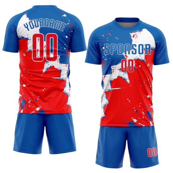 Fußballuniform Royal Jersey Custom Rot-Weiß Sublimation Fußballuniform Royal Jersey Custom Rot-Weiß Sublimation