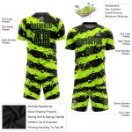 Schwarze Sublimation Custom Green Neon Jersey Fußballuniform Schwarze Sublimation Custom Green Neon Jersey Fußballuniform