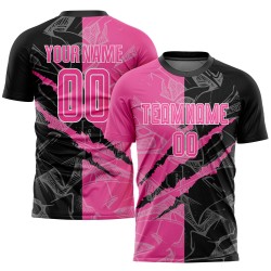Graffiti Pink Uniform Jersey Schwarz-Weiß Kratzmuster Sublimation Fußball Custom Graffiti Pink Uniform Jersey Schwarz-Weiß Kratzmuster Sublimation Fußball Custom