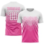 Fußballuniform Weiß Benutzerdefiniertes Rosa Sublimationstrikot Fußballuniform Weiß Benutzerdefiniertes Rosa Sublimationstrikot