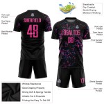 Blaue Uniform Jersey Custom Schwarz Pink-Light Fußball Sublimation Blaue Uniform Jersey Custom Schwarz Pink-Light Fußball Sublimation