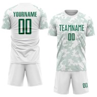 Benutzerdefinierte Uniform Trikot Fußball Sublimation Weiß Kelly Grün Benutzerdefinierte Uniform Trikot Fußball Sublimation Weiß Kelly Grün