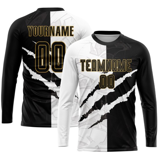 Fußball Gold Schwarz-Alt Benutzerdefinierte Muster Scratch Graffiti Uniform Jersey Sublimation Fußball Gold Schwarz-Alt Benutzerdefinierte Muster Scratch Graffiti Uniform Jersey Sublimation