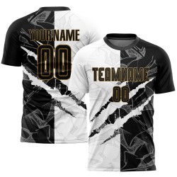 Fußball Gold Schwarz-Alt Benutzerdefinierte Muster Scratch Graffiti Uniform Jersey Sublimation Fußball Gold Schwarz-Alt Benutzerdefinierte Muster Scratch Graffiti Uniform Jersey Sublimation
