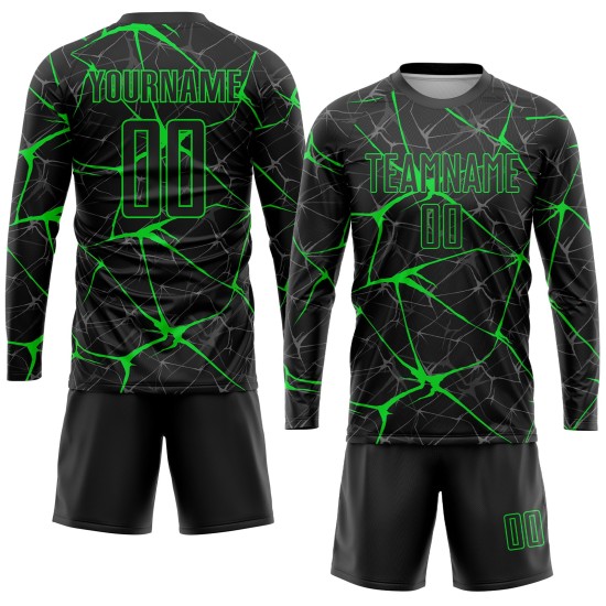 Sublimation Fußball Neon Custom Jersey Schwarz Uniform Grün Sublimation Fußball Neon Custom Jersey Schwarz Uniform Grün