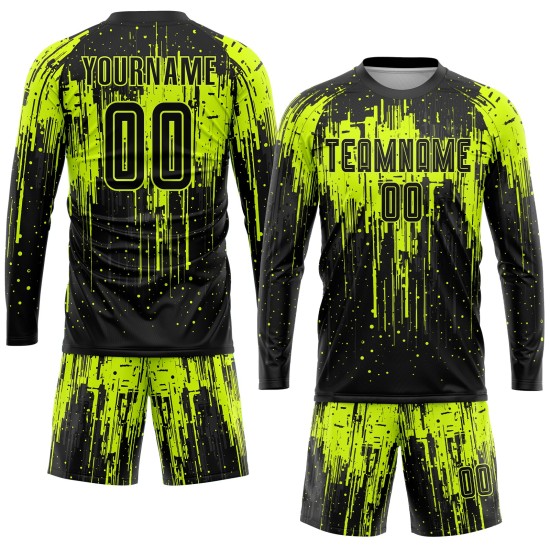 Uniform Sublimation Schwarz Neon Benutzerdefinierte Grün Jersey Fußball Uniform Sublimation Schwarz Neon Benutzerdefinierte Grün Jersey Fußball