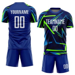 Weiß-Neon Custom Jersey Fußball Grün Sublimation Uniform Royal Weiß-Neon Custom Jersey Fußball Grün Sublimation Uniform Royal