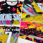Weißlichtmuster Benutzerdefinierte blaue Fußball-Graffiti-Uniform-Trikot-Sublimation Weißlichtmuster Benutzerdefinierte blaue Fußball-Graffiti-Uniform-Trikot-Sublimation