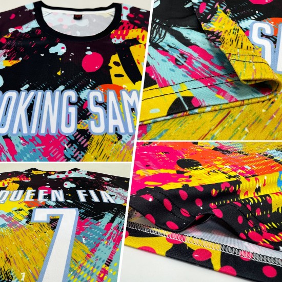Weißlichtmuster Benutzerdefinierte blaue Fußball-Graffiti-Uniform-Trikot-Sublimation Weißlichtmuster Benutzerdefinierte blaue Fußball-Graffiti-Uniform-Trikot-Sublimation