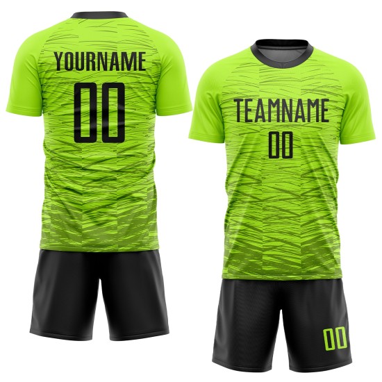 Fußballuniform Benutzerdefiniertes Grünes Trikot Sublimation Neon Schwarz Fußballuniform Benutzerdefiniertes Grünes Trikot Sublimation Neon Schwarz