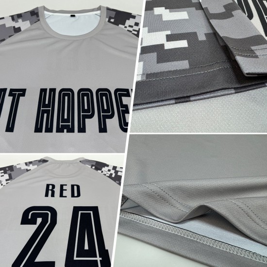 Fußball-Trikot in Schwarz-Camouflage-Uniform, Sublimation, benutzerdefiniertes graues Trikot Fußball-Trikot in Schwarz-Camouflage-Uniform, Sublimation, benutzerdefiniertes graues Trikot