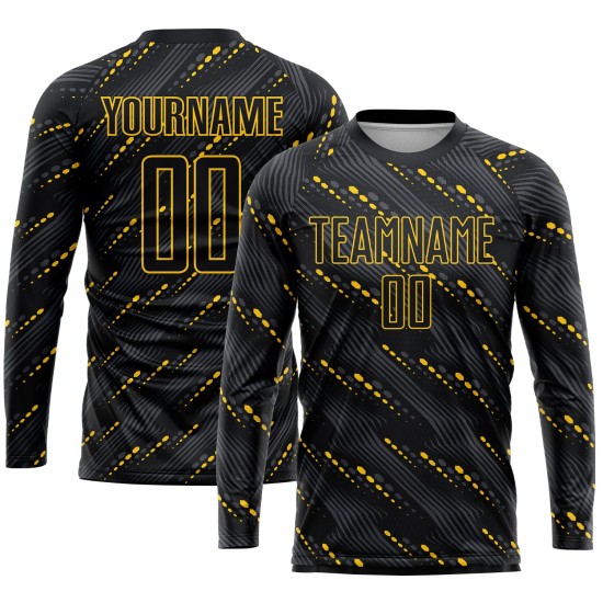Schwarz-Gold Sublimation Fußballtrikot Schwarze benutzerdefinierte Uniform Schwarz-Gold Sublimation Fußballtrikot Schwarze benutzerdefinierte Uniform