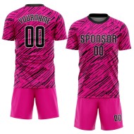 Fußball Rosa Trikot Schwarz-Weiß Benutzerdefinierte Sublimation Uniform Fußball Rosa Trikot Schwarz-Weiß Benutzerdefinierte Sublimation Uniform