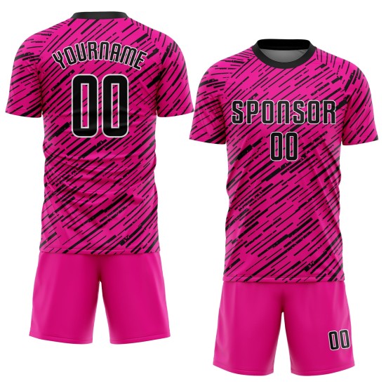 Fußball Rosa Trikot Schwarz-Weiß Benutzerdefinierte Sublimation Uniform Fußball Rosa Trikot Schwarz-Weiß Benutzerdefinierte Sublimation Uniform