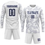 Weiße Sublimationsuniform, benutzerdefiniertes Fußballtrikot, Marineblau Weiße Sublimationsuniform, benutzerdefiniertes Fußballtrikot, Marineblau