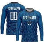 Sublimation Custom Weiß-Schwarz Fußball Uniform Blau Jersey Sublimation Custom Weiß-Schwarz Fußball Uniform Blau Jersey