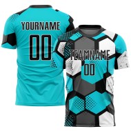 Aqua Uniform Sublimation Schwarz-Weiß Fußball Custom Jersey Aqua Uniform Sublimation Schwarz-Weiß Fußball Custom Jersey