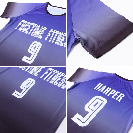 Lila Verblassen Fußball Weiß-Schwarz Sublimation Uniform Custom Jersey Mode Lila Verblassen Fußball Weiß-Schwarz Sublimation Uniform Custom Jersey Mode