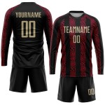Gold-Rotes Trikot, benutzerdefinierte Sublimationsuniform, schwarzes Vegas Soccer Gold-Rotes Trikot, benutzerdefinierte Sublimationsuniform, schwarzes Vegas Soccer
