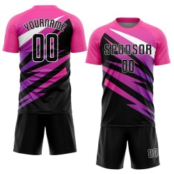 Rosa Uniform Trikot Schwarz-Weiß Custom Fußball Sublimation Rosa Uniform Trikot Schwarz-Weiß Custom Fußball Sublimation
