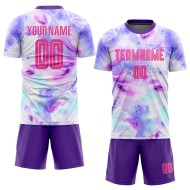 Benutzerdefinierte Fußball Sublimation Pink-Lila Farbstoff Uniform Krawatte Trikot Benutzerdefinierte Fußball Sublimation Pink-Lila Farbstoff Uniform Krawatte Trikot