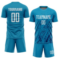 Panther Fußballtrikot Weiß-Schwarz Uniform Blau Benutzerdefinierte Sublimation Panther Fußballtrikot Weiß-Schwarz Uniform Blau Benutzerdefinierte Sublimation