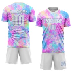 Sublimationstrikot Blaue Krawatte Benutzerdefinierte Fußballuniform Farbstoff Weiß-Licht Sublimationstrikot Blaue Krawatte Benutzerdefinierte Fußballuniform Farbstoff Weiß-Licht