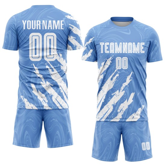 Uniform Sublimation Weiß Fußball Custom Jersey Hellblau Uniform Sublimation Weiß Fußball Custom Jersey Hellblau