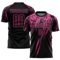 Benutzerdefinierte Rosa Sublimation Schwarz Jersey Uniform Fußball Benutzerdefinierte Rosa Sublimation Schwarz Jersey Uniform Fußball