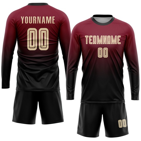 Creme-Schwarz Fashion Jersey Custom Crimson Sublimation Fade Fußballuniform Creme-Schwarz Fashion Jersey Custom Crimson Sublimation Fade Fußballuniform