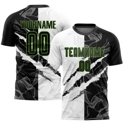 Graffiti Scratch Sublimation Custom Fußball Grün Muster Jersey Schwarz-Neon Uniform Graffiti Scratch Sublimation Custom Fußball Grün Muster Jersey Schwarz-Neon Uniform